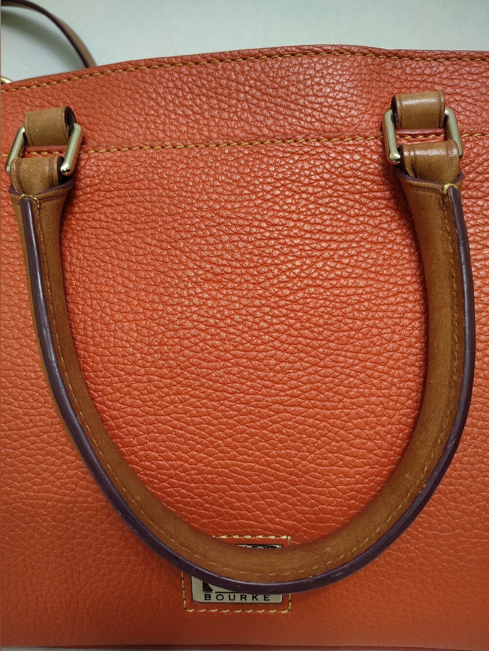 Dooney&Bourke Orange Pebble Grain Leather Blair Bag Satchel EUC - Picture 2 of 16